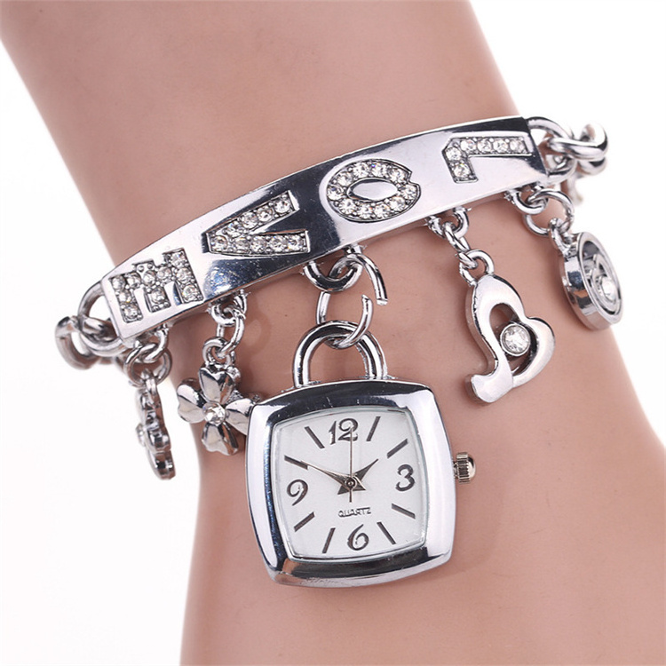 New Design Women's Stainless Steel Bracelet Watch Fashion LOVE Bangle Watch