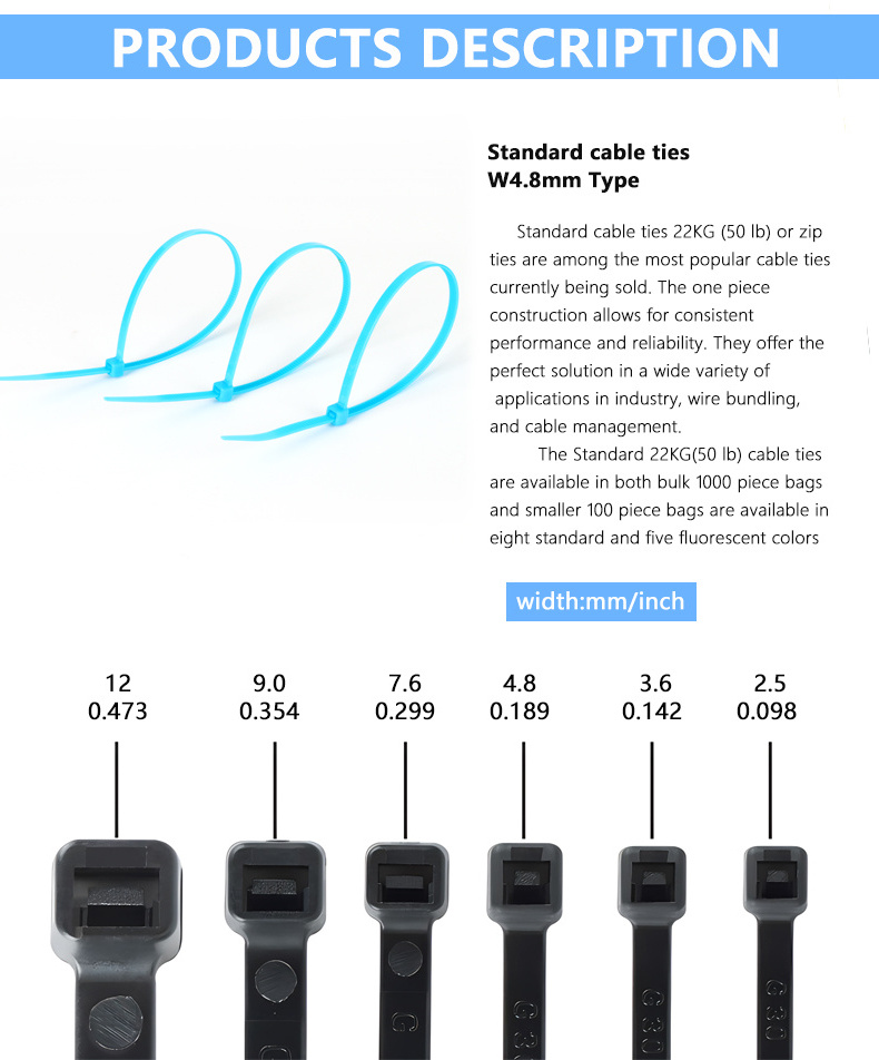 Cable Ties Self Locking PA66 Eco-price Cable Clamp Plastic Plastic Wire Tie Nylon Cable Zip Ties