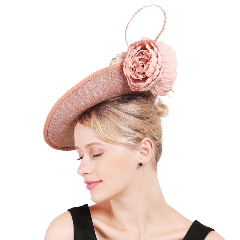 30CM Sinamay Kentucky Derby Church Hat with Artificial Flowers Celebrity  Cocktail Tea Party Fascinator Headwear