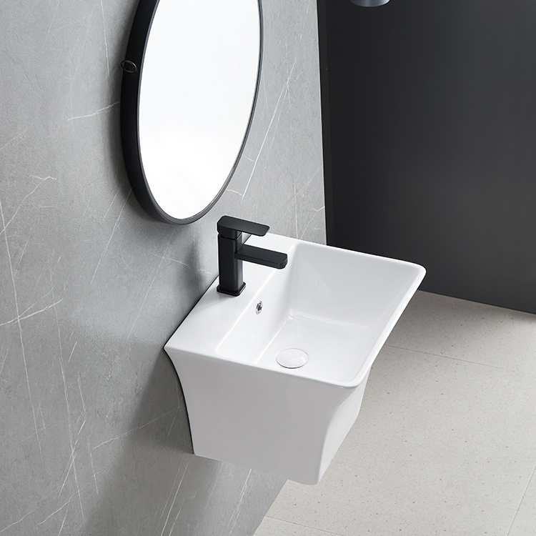 JIAHAO 5400B Semi-pedestal lavatory sink white wall hung pedestal basin