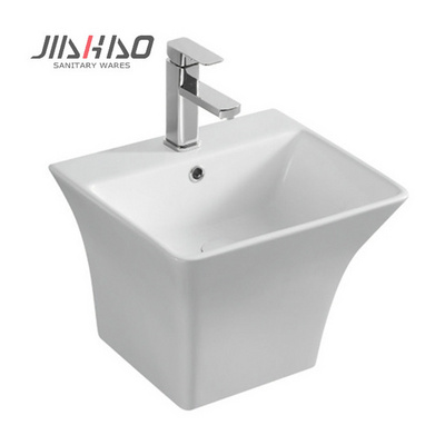 JIAHAO 5400B Semi-pedestal lavatory sink white wall hung pedestal basin