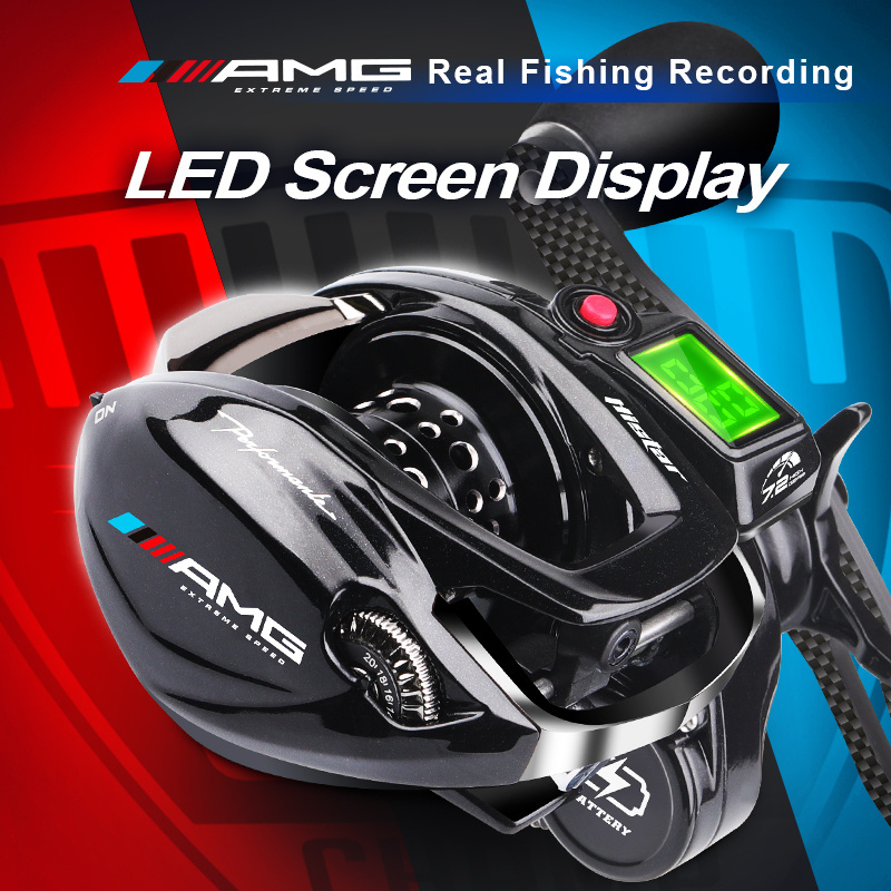 Histar WholesaleLong Casting 7.2:1 High Ratio Magnetic Braking AMG Backlight Digital LED Baitcasting Electric Fishing Reel