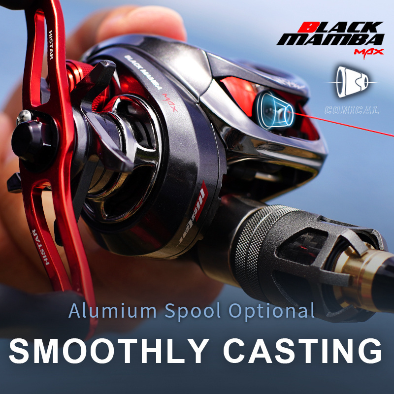 HISTAR Drag Power Mamba MAX Fishing Reel 6.5:1 High Ratio Long Casting 8kg Adultgnetic Braking Baitcasting Black Bait Casting