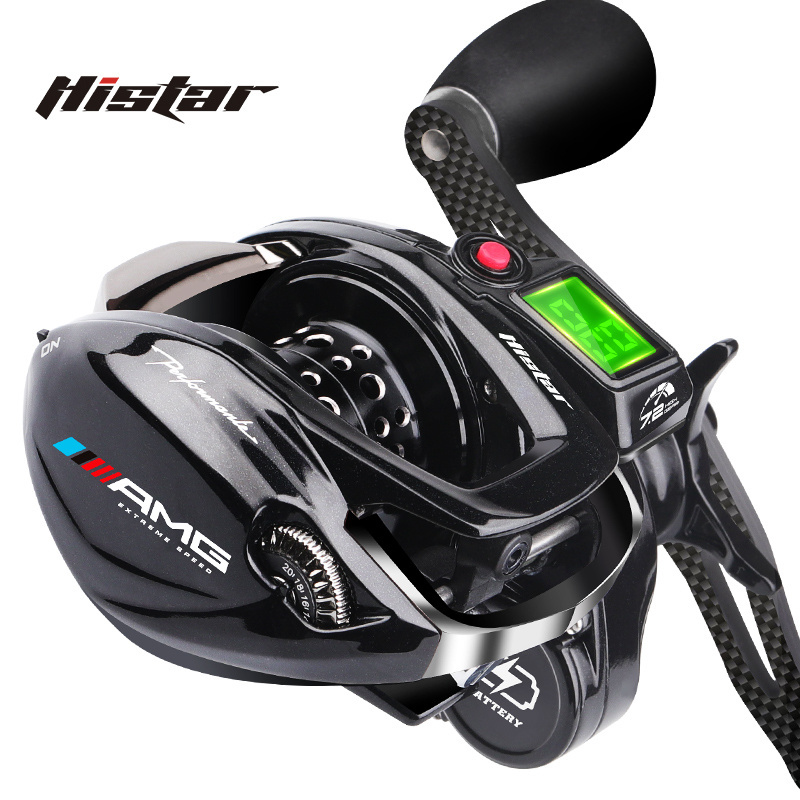 Histar WholesaleLong Casting 7.2:1 High Ratio Magnetic Braking AMG Backlight Digital LED Baitcasting Electric Fishing Reel