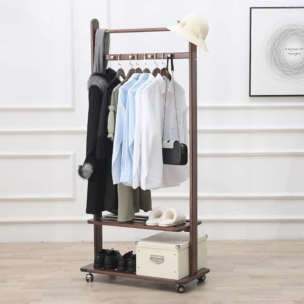 Bamboo Floor Standing Coat Rack Storage Rack