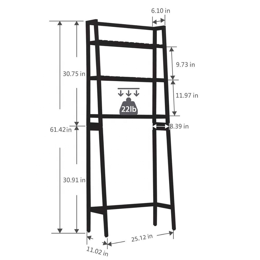 Bamboo Bathroom Space Saver Storage Shelves Over The Toilet Shelf Rack Toilet Rack Organizer Black