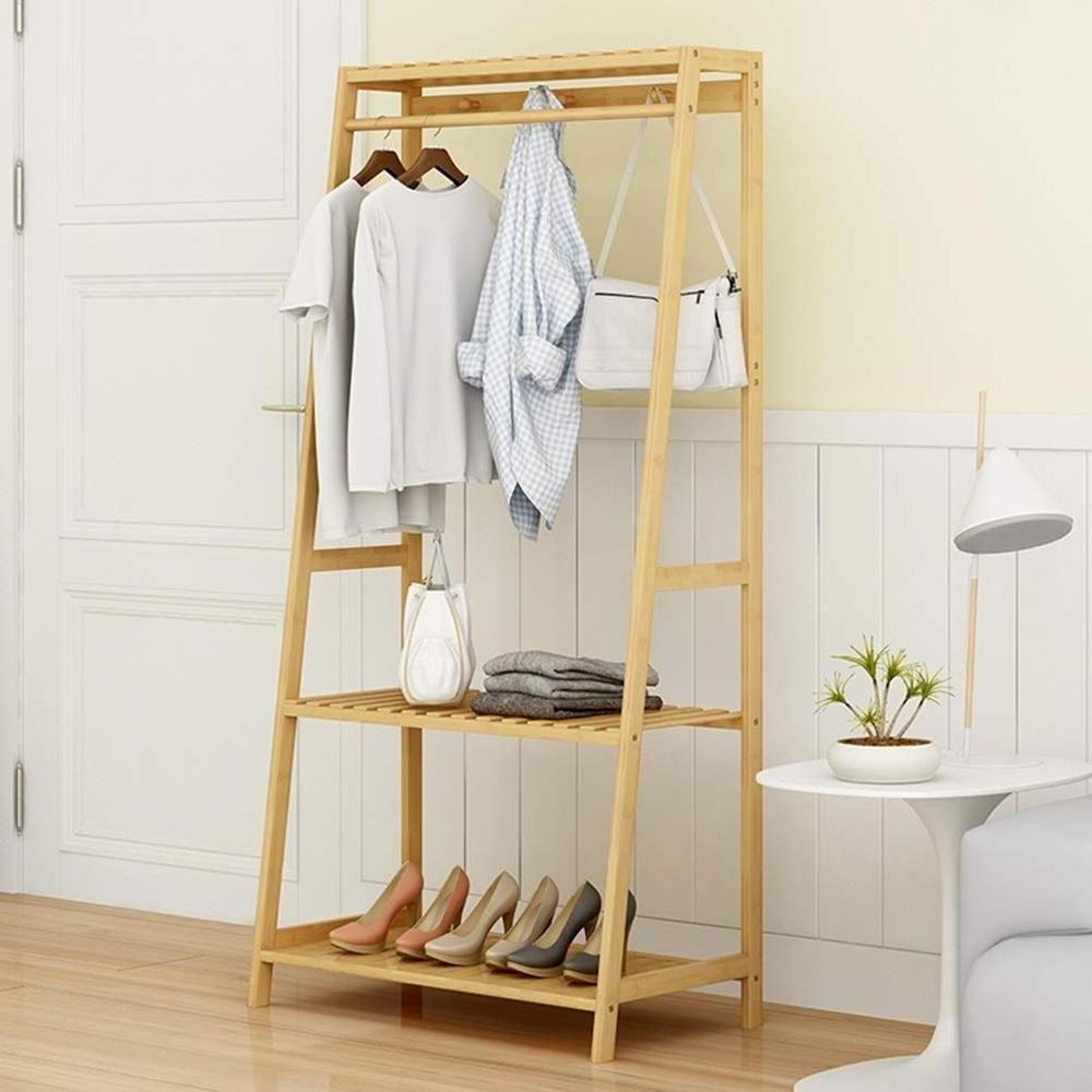 Modern Wooden Bamboo Coat Rack Bamboo Corner Coat Rack