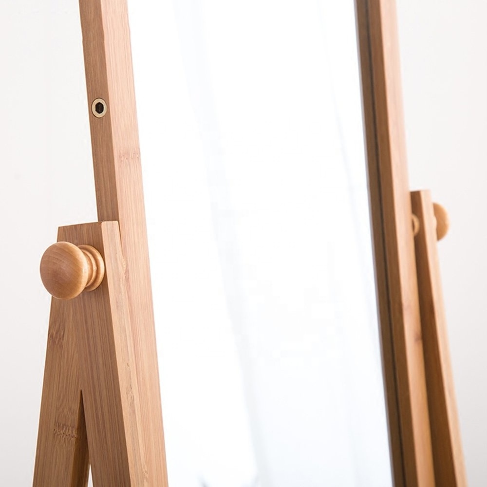 Bamboo Coat Rack Floor-Standing Dressing Mirror