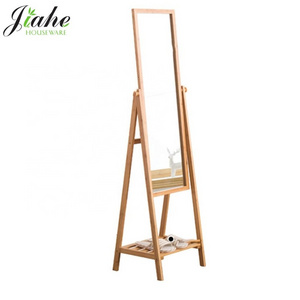 Bamboo Coat Rack Floor-Standing Dressing Mirror