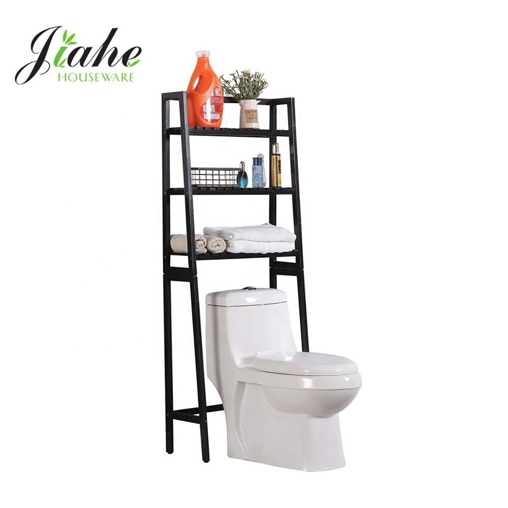 Bamboo Bathroom Space Saver Storage Shelves Over The Toilet Shelf Rack Toilet Rack Organizer Black