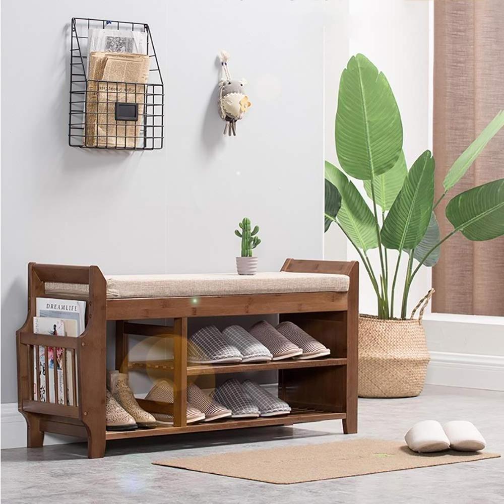 Home Shoe Shelf, Doorway Bamboo Shoes Bench 2 Tier Shoes Rack Boots Rack Magazine Shelf Storage Drawer