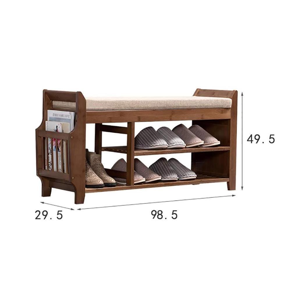 Home Shoe Shelf, Doorway Bamboo Shoes Bench 2 Tier Shoes Rack Boots Rack Magazine Shelf Storage Drawer