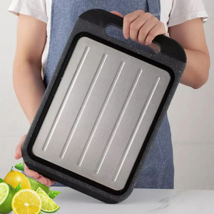 Wholesale Home Plastic Double-Sided Stainless Steel Defrosting Board Kitchen Cutting Board