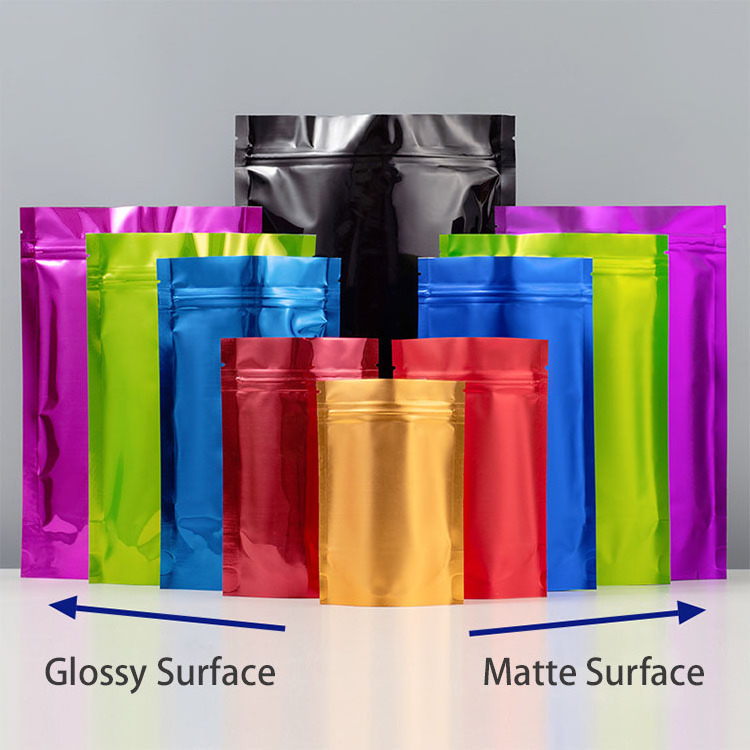 Free Sample Matte Black White Custom Stand Up Doypack Bags Zip Lock Food Mylar Aluminum Foil Zipper Stand Up Pouch