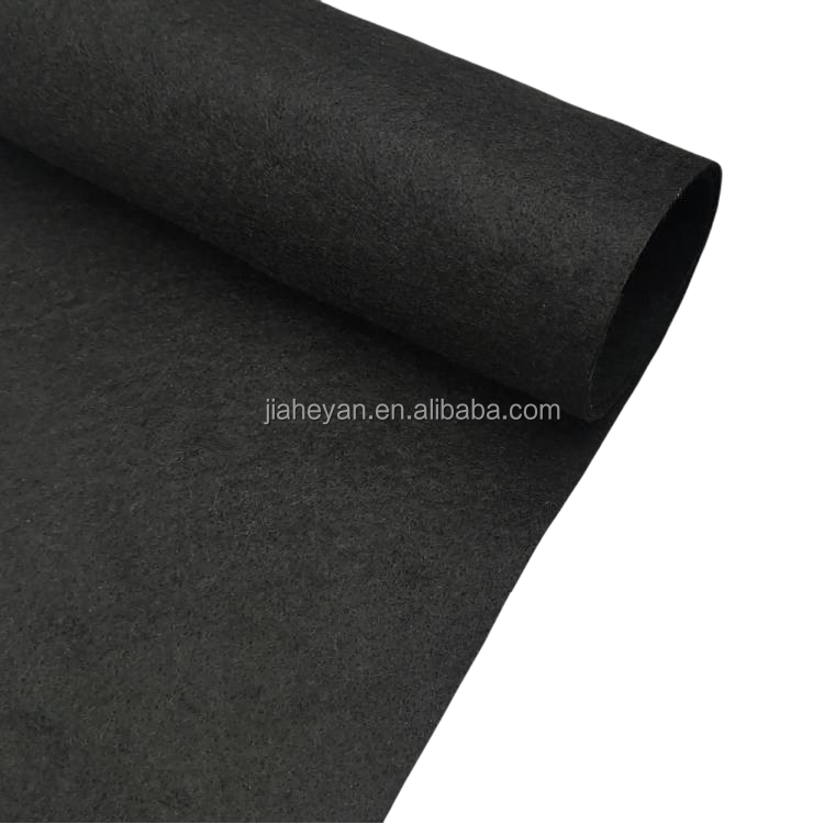 Nonwoven black felt fabric rolls calender pet felt fabric shoe upper lining white black non woven hard stiff hand feeling felt