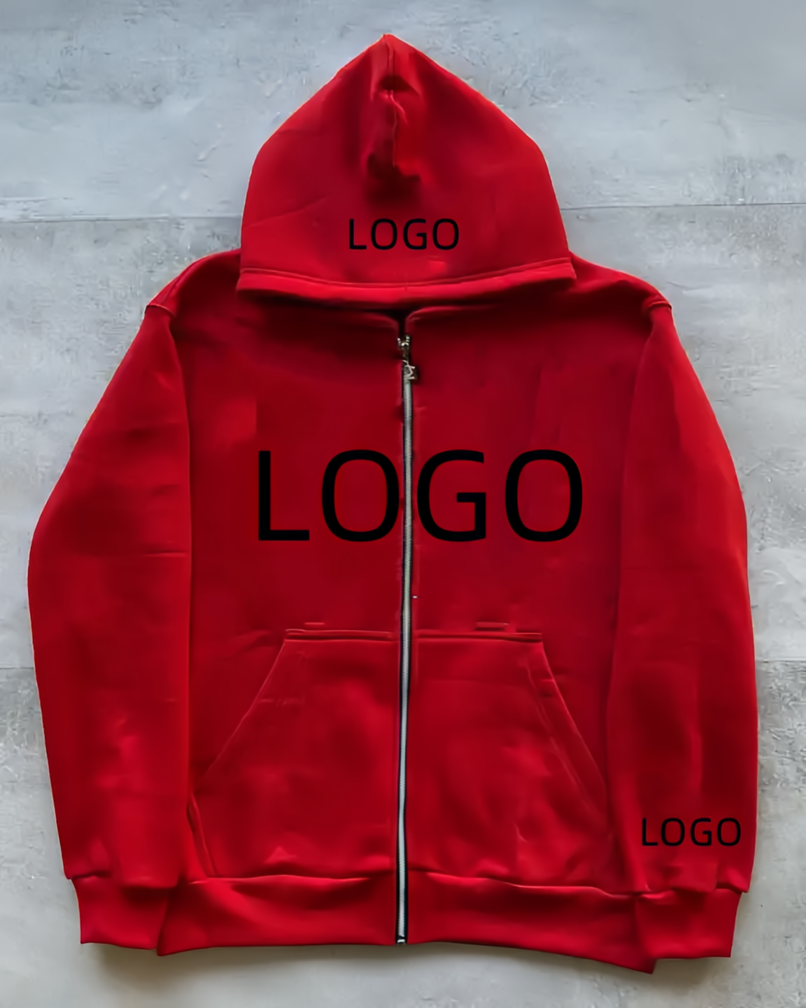 Custom logo oversize zip up 3d puff print hoodie men high quality cotton heavy weight thick GSM 345g hoodie men