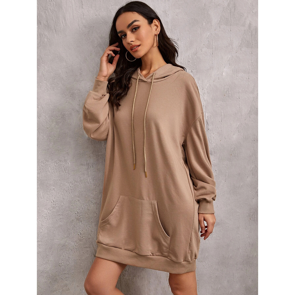 Wholesale hoodie dress for women custom drop shoulder oversize hoodie dress women