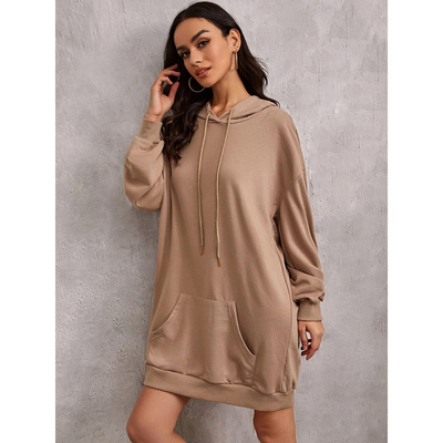 Wholesale hoodie dress for women custom drop shoulder oversize hoodie dress women