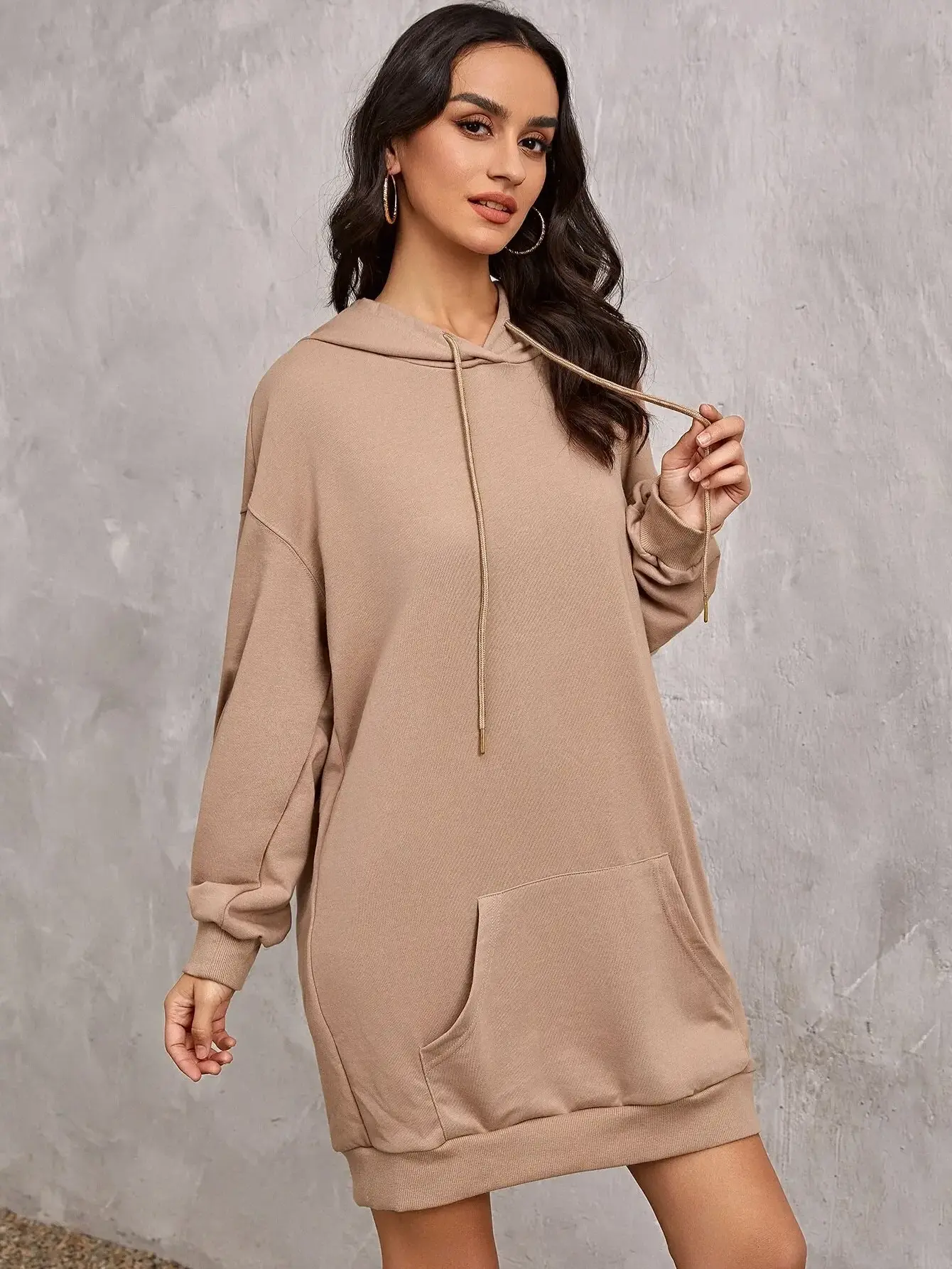 Wholesale hoodie dress for women custom drop shoulder oversize hoodie dress women