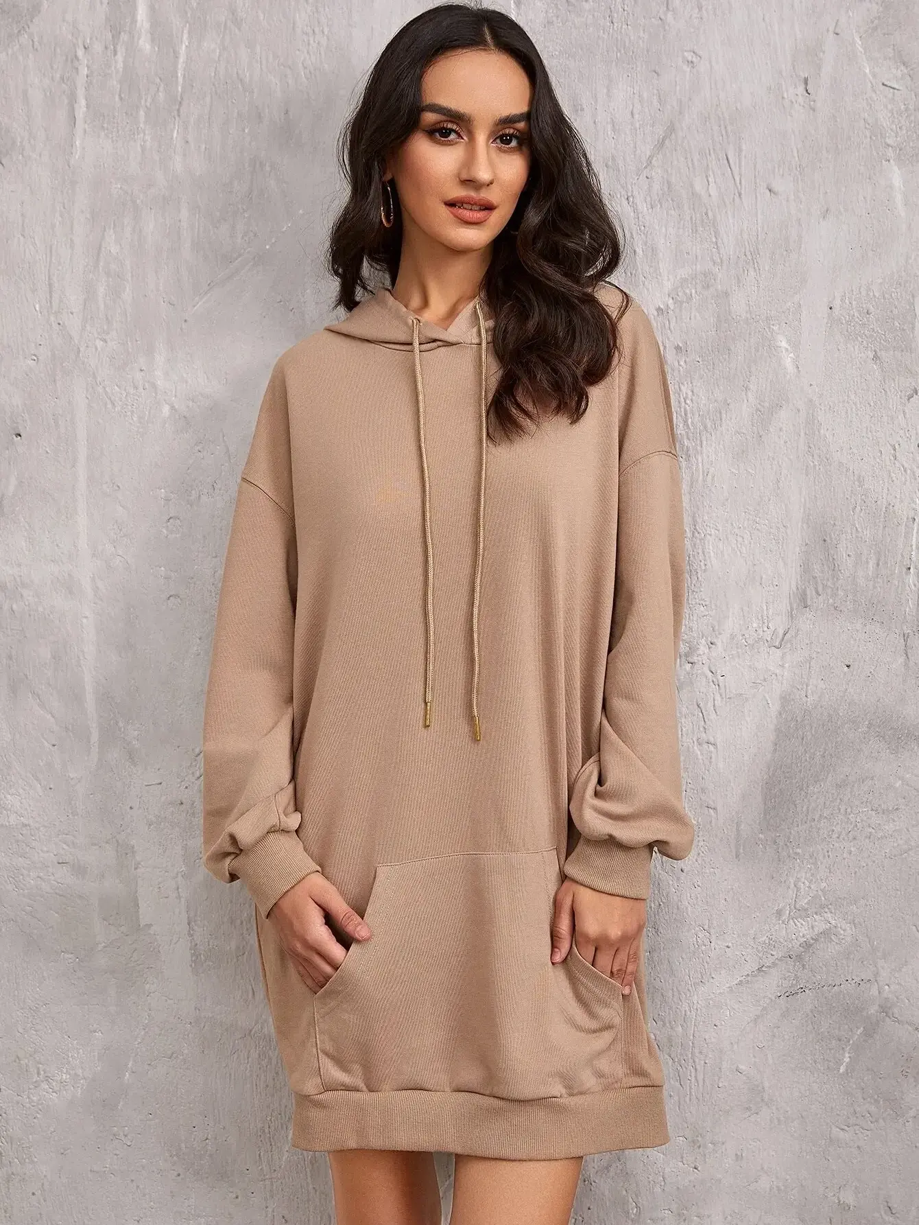 Wholesale hoodie dress for women custom drop shoulder oversize hoodie dress women