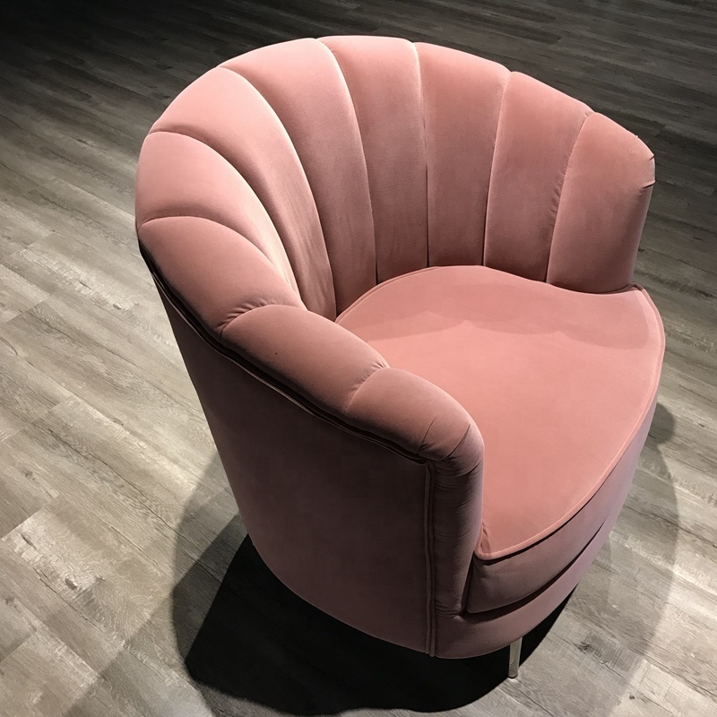 2020 New Luxury Lifestyle Pink Velvet Hotel Lobby Sofa Arm Chair