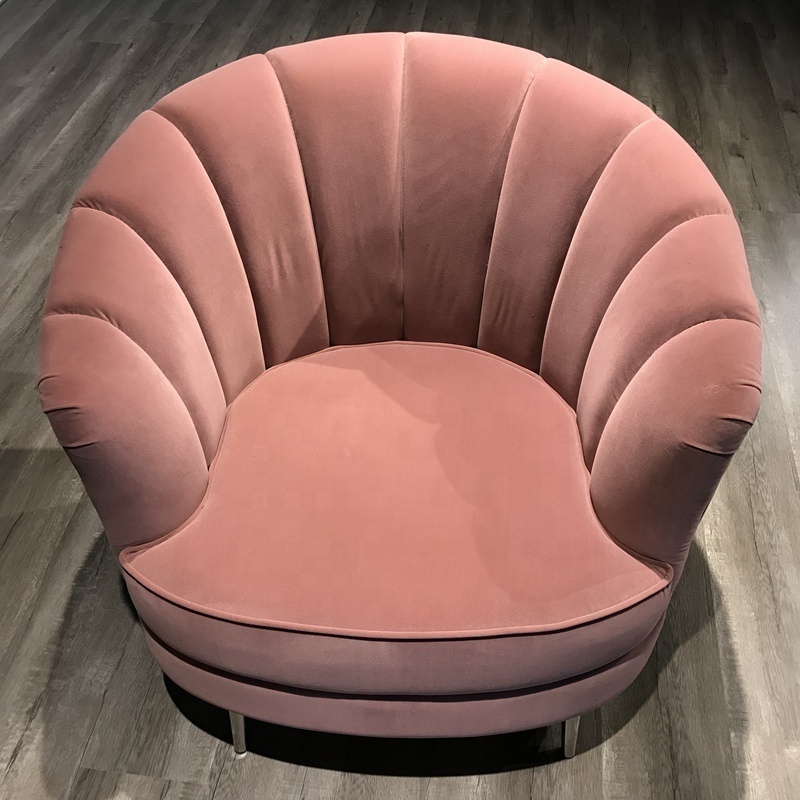 2020 New Luxury Lifestyle Pink Velvet Hotel Lobby Sofa Arm Chair