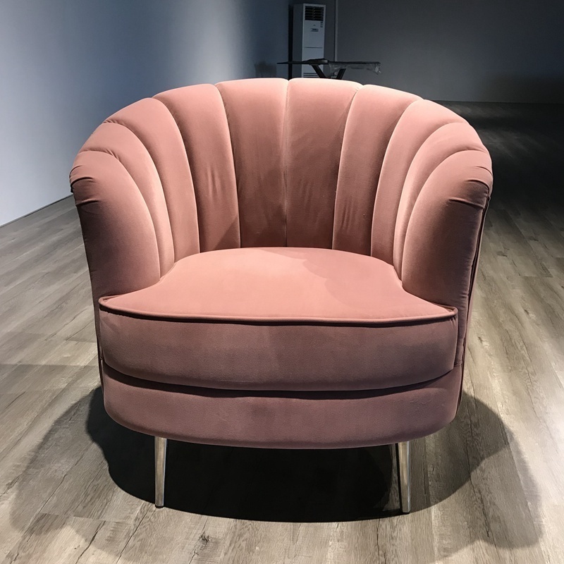 2020 New Luxury Lifestyle Pink Velvet Hotel Lobby Sofa Arm Chair