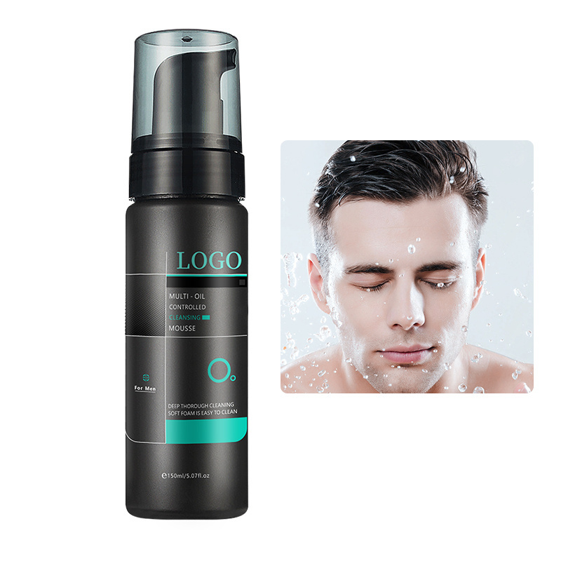 Organic Men's Facial Cleanser Mousse Foam Gentle Silicone-Free Face Wash with =and Vitamin C Herbal and Sulfate-Free