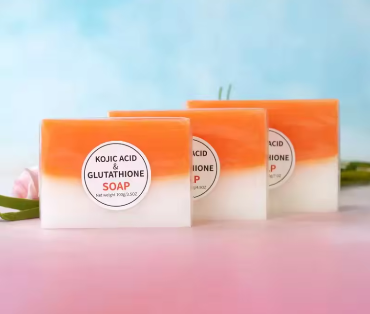 Wholesale 100% Pure And Natural Kojic Acid Handmade Skin Whitening Acne Soap Kojic Acid With Gluthathione Face Body Soap