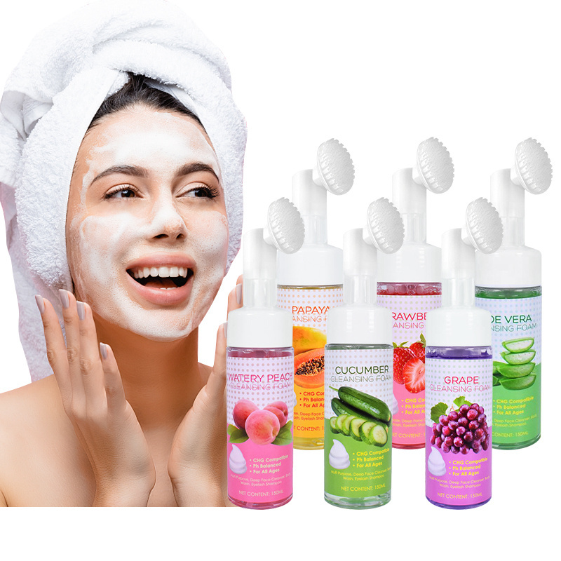 OEM ODM Gentle 6 Flavors Vitamin C Infused Facial Cleanser Mousse Foam Customizable Acne Treatment Whitening Sensitive Skin