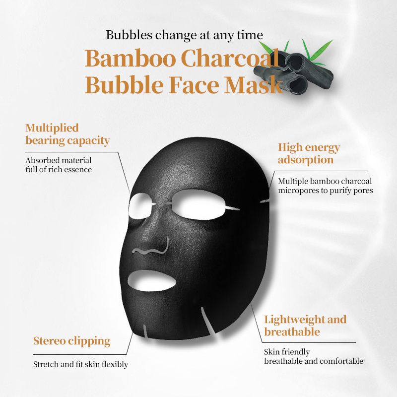 Amino Acid MoisturizingBubble Face Mask Deep Cleaning Oil Control Skin Rejuvenation Shrink Pore Bamboo Charcoal Foam Black Mask