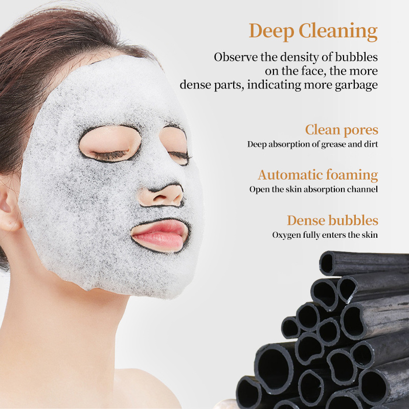 Amino Acid MoisturizingBubble Face Mask Deep Cleaning Oil Control Skin Rejuvenation Shrink Pore Bamboo Charcoal Foam Black Mask