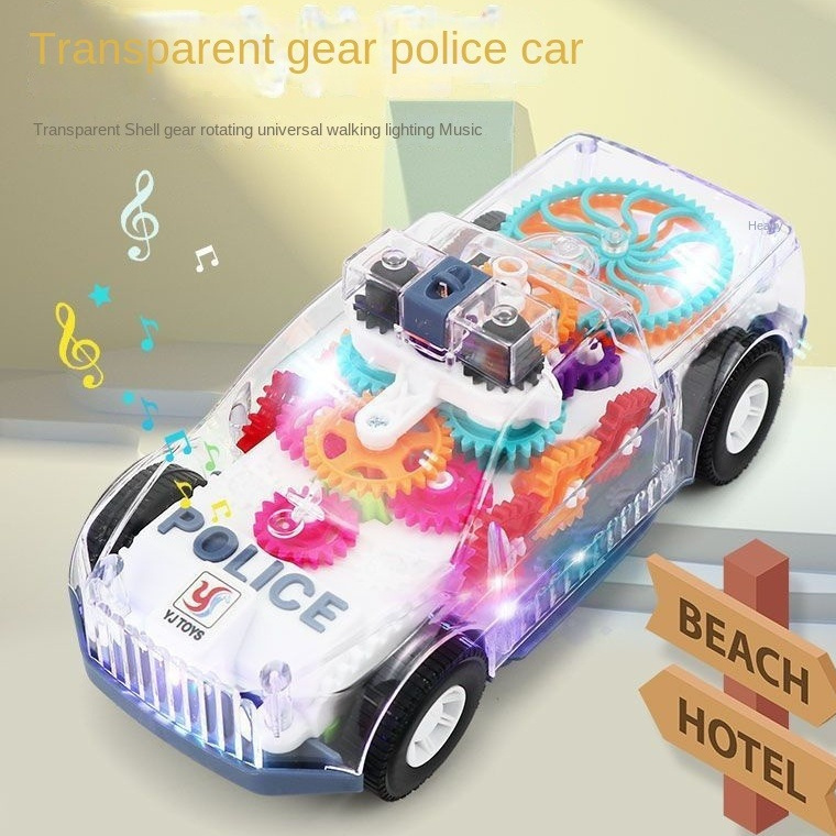 Electric Toy Car Transparent Gear With Lights Music Car Model Toy Universal Gear Car Toy