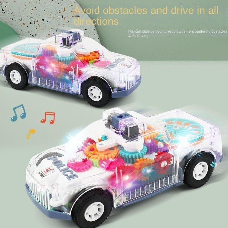 Electric Toy Car Transparent Gear With Lights Music Car Model Toy Universal Gear Car Toy