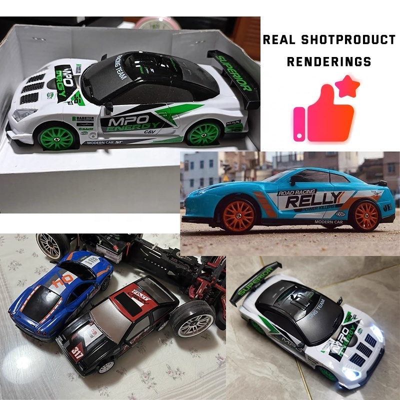 AiJH 1:24 RC Drift Car Carros A Control Remoto 15km/h Remote Control Drift With Replaceable Tires And Obstacles Rc Racing Car