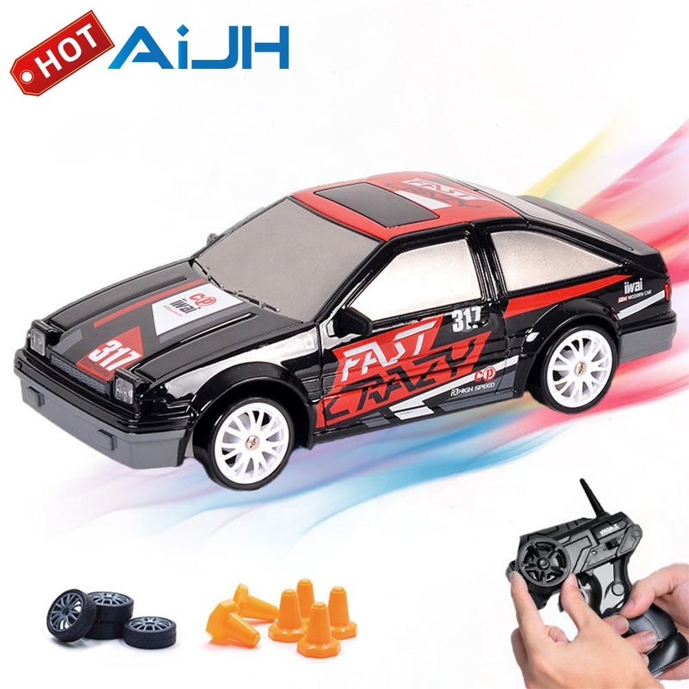 AiJH 1:24 RC Drift Car Carros A Control Remoto 15km/h Remote Control Drift With Replaceable Tires And Obstacles Rc Racing Car