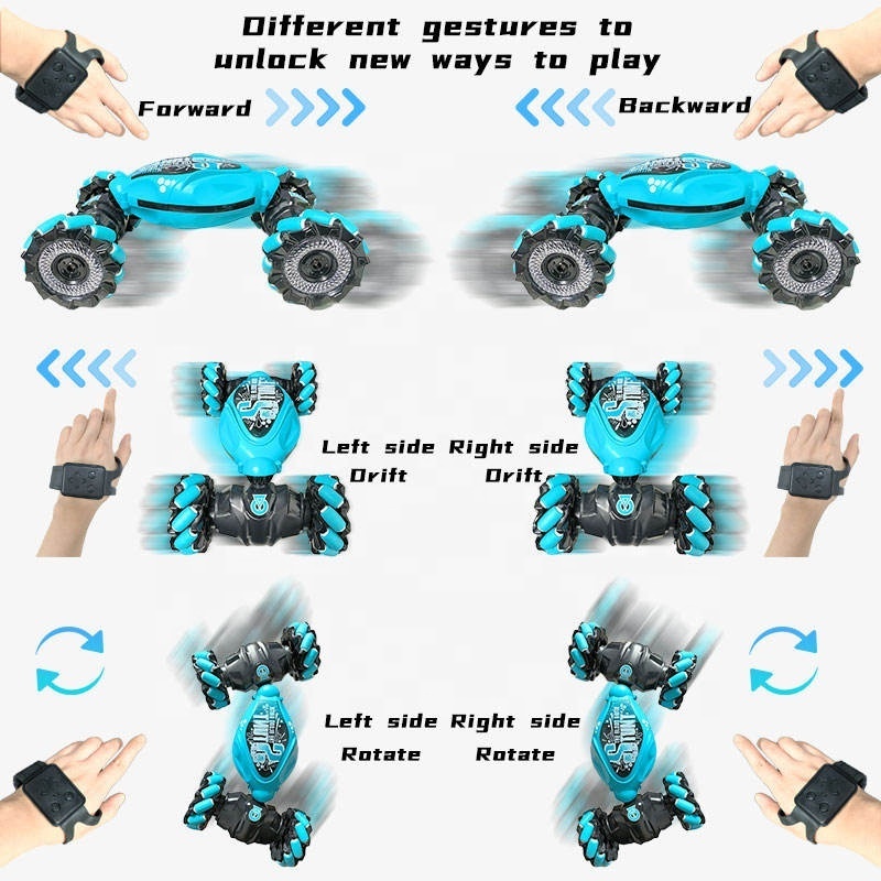 AiJH RC Car Carro De Control Remoto Rotating Double Side Radio Control Toys With Music And Light RC Stunt Car