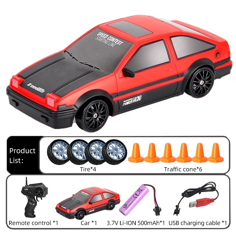 AiJH  Mini Drift Rc Car 1:24 4WD Toy With LED Light Drift Rc Auto Tires 4WD Remote Control Racing Toys