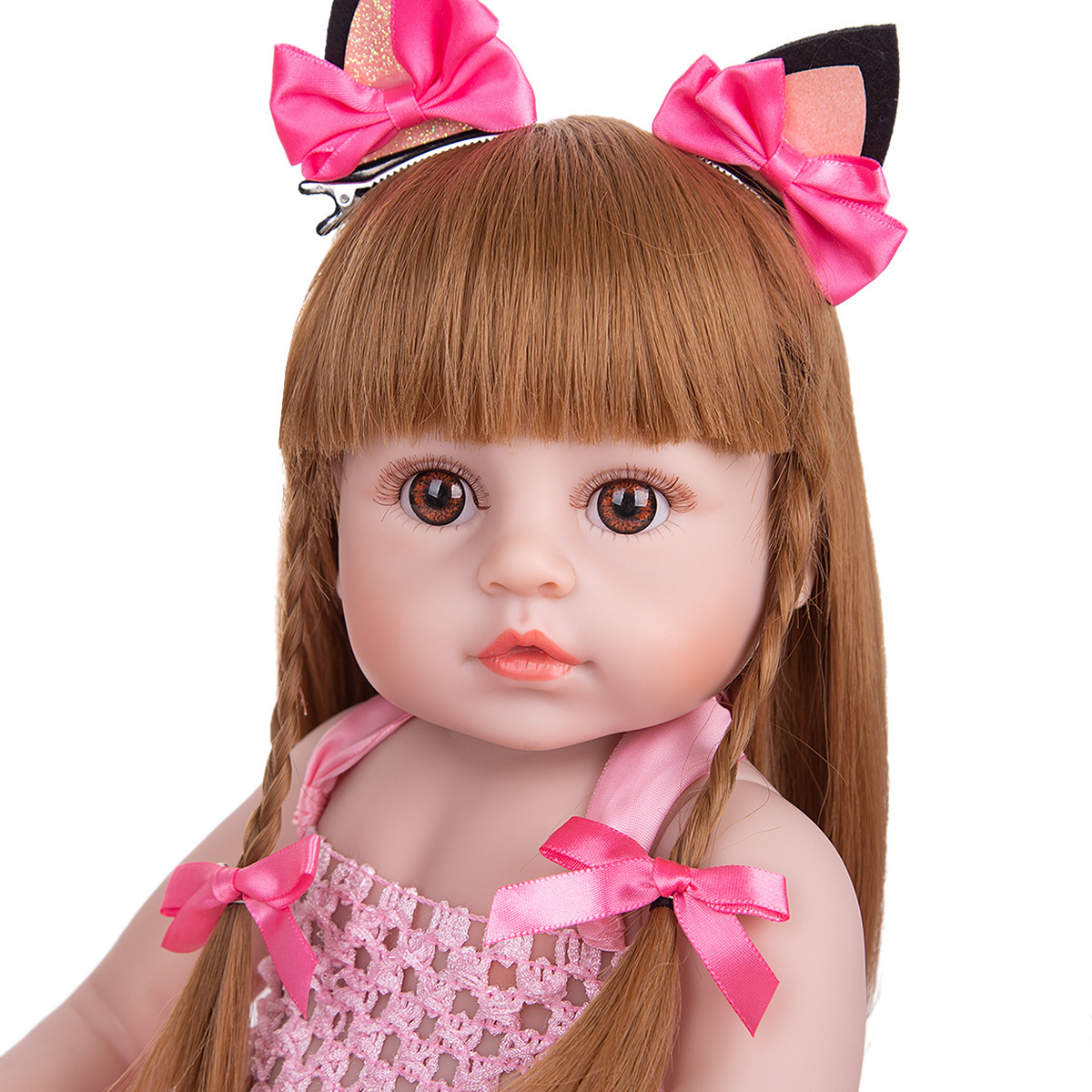 AiJH 45cm Princess Gifts Lifelike Educational Long Hair Teen Girl Set Real Rubber Silicone Baby Love Reborn Dolls