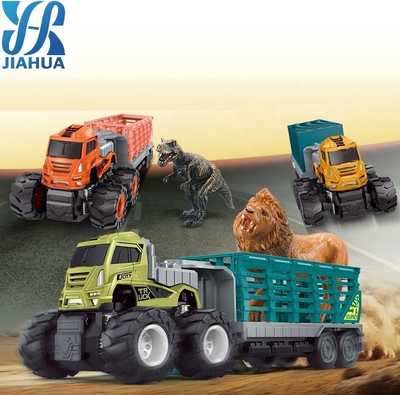 Plastic Assemble Dinosaur Die Cast Transport Truck Toys Model Monster Wild Animal Figures Toy Sets