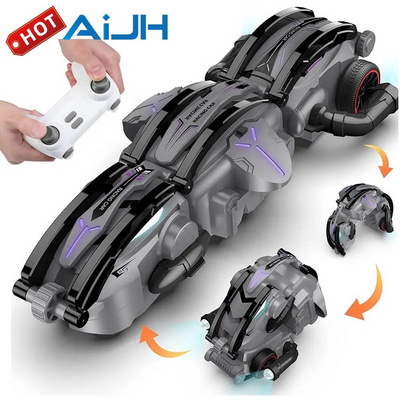 AiJH Remote Control Car 360 Degree Rolling Snake Tumbling Rc Auto 2.4G Drift Deformation Car Flip Rc Stunt Car