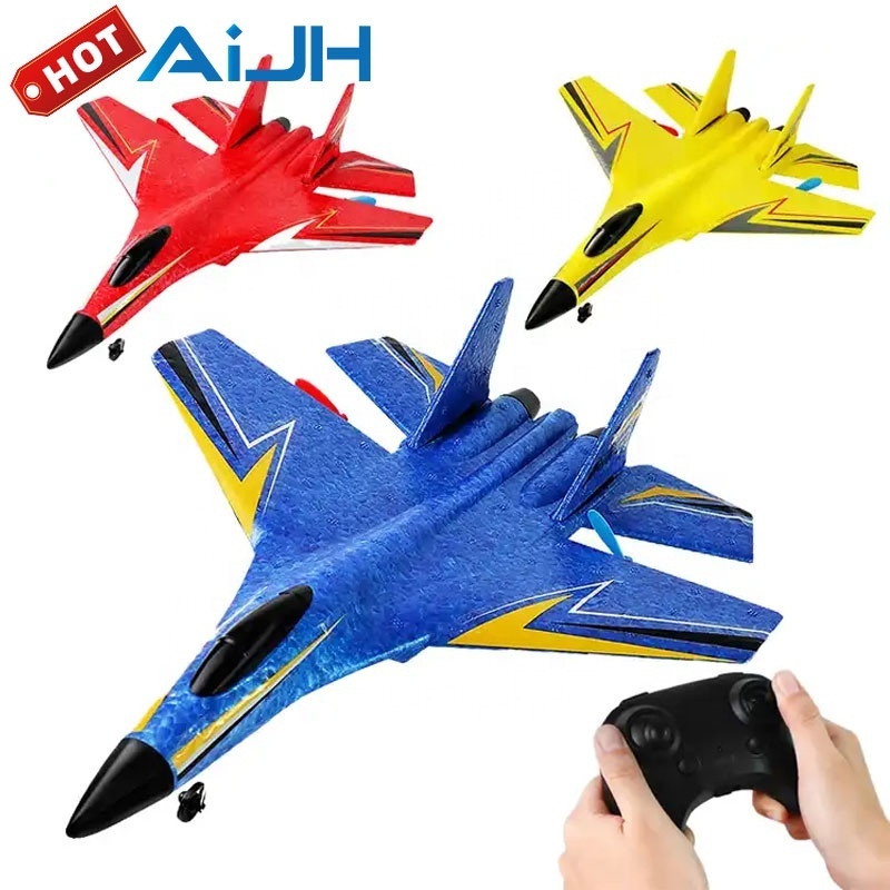 AiJH New RC Plane Remote Control Fighter Jet Aero Planes Flying Juguete Speed Foam Led Glider Rc Airplane Toys