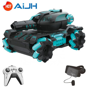 AiJH Remote Control Tank Car With 360 Water Bomb Marbles Shooting Cannon High Speed Off-Road 4WD Stunt Functions Rc Car