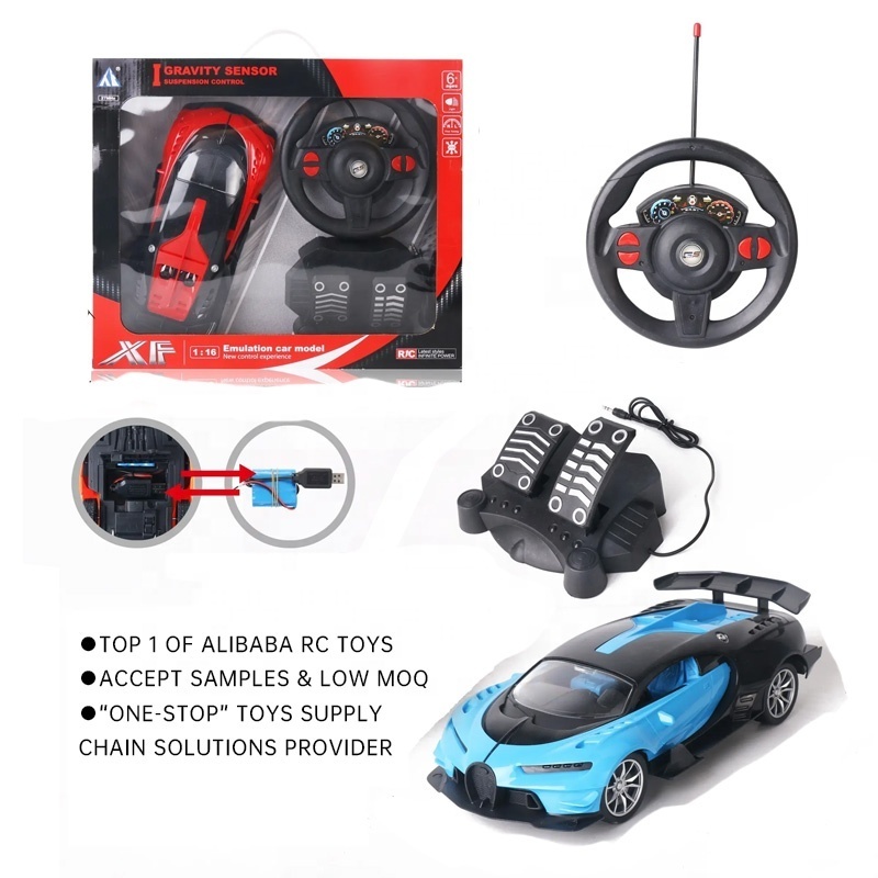 AiJH Remote Control Car With LED Lights Pedals And Steering Wheel Juguete Carros A Control Remoto Coches RC Car Toys