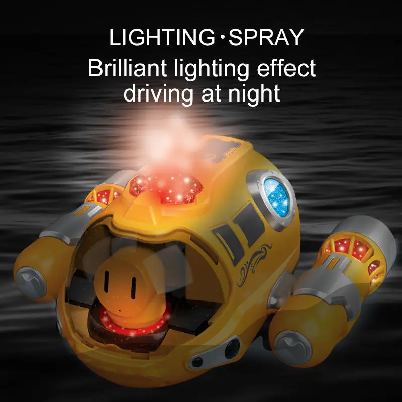 AiJH New 2.4G Rc Boat Double Propeller Lighting Spray Motorboat Children's Pool Water Remote Control Boat