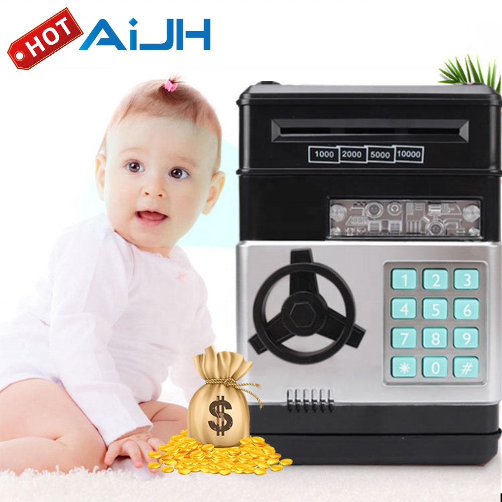 AiJH Electronic Bank Safe Money Box Novelty Kids Password ATM Home Kids Machine Toy ATM Bank