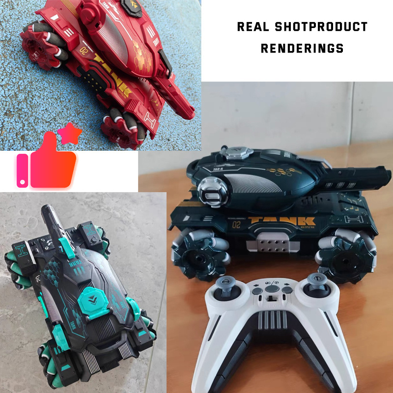 AiJH Remote Control Tank Car With 360 Water Bomb Marbles Shooting Cannon High Speed Off-Road 4WD Stunt Functions Rc Car