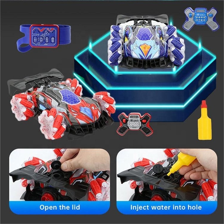 AiJH New Remote Control Car With Led Lights Music Rc Toys 2 Control Mode Toy All Terrains Rc Auto Spray RC Drift Car