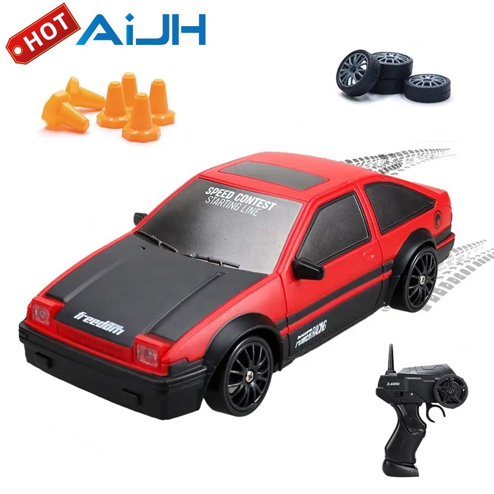 AiJH  Mini Drift Rc Car 1:24 4WD Toy With LED Light Drift Rc Auto Tires 4WD Remote Control Racing Toys