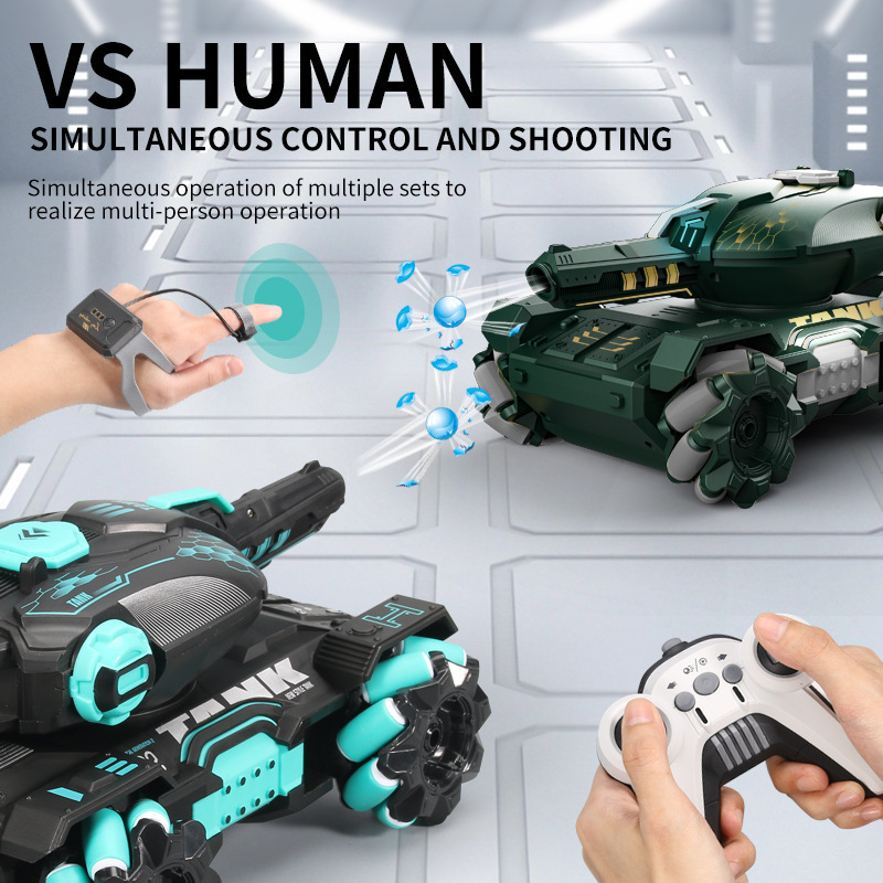 AiJH Remote Control Tank Car With 360 Water Bomb Marbles Shooting Cannon High Speed Off-Road 4WD Stunt Functions Rc Car